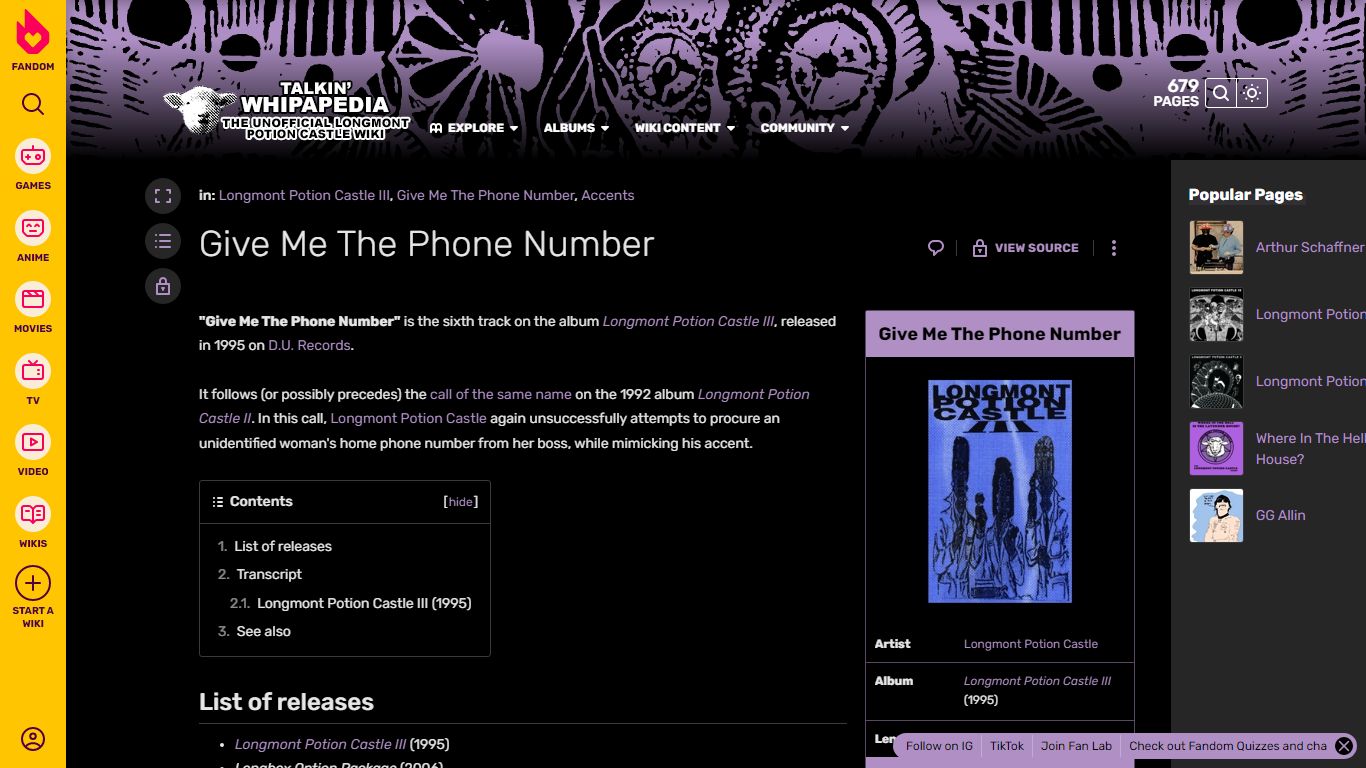 Give Me The Phone Number | The Unofficial Longmont Potion Castle Wiki ...